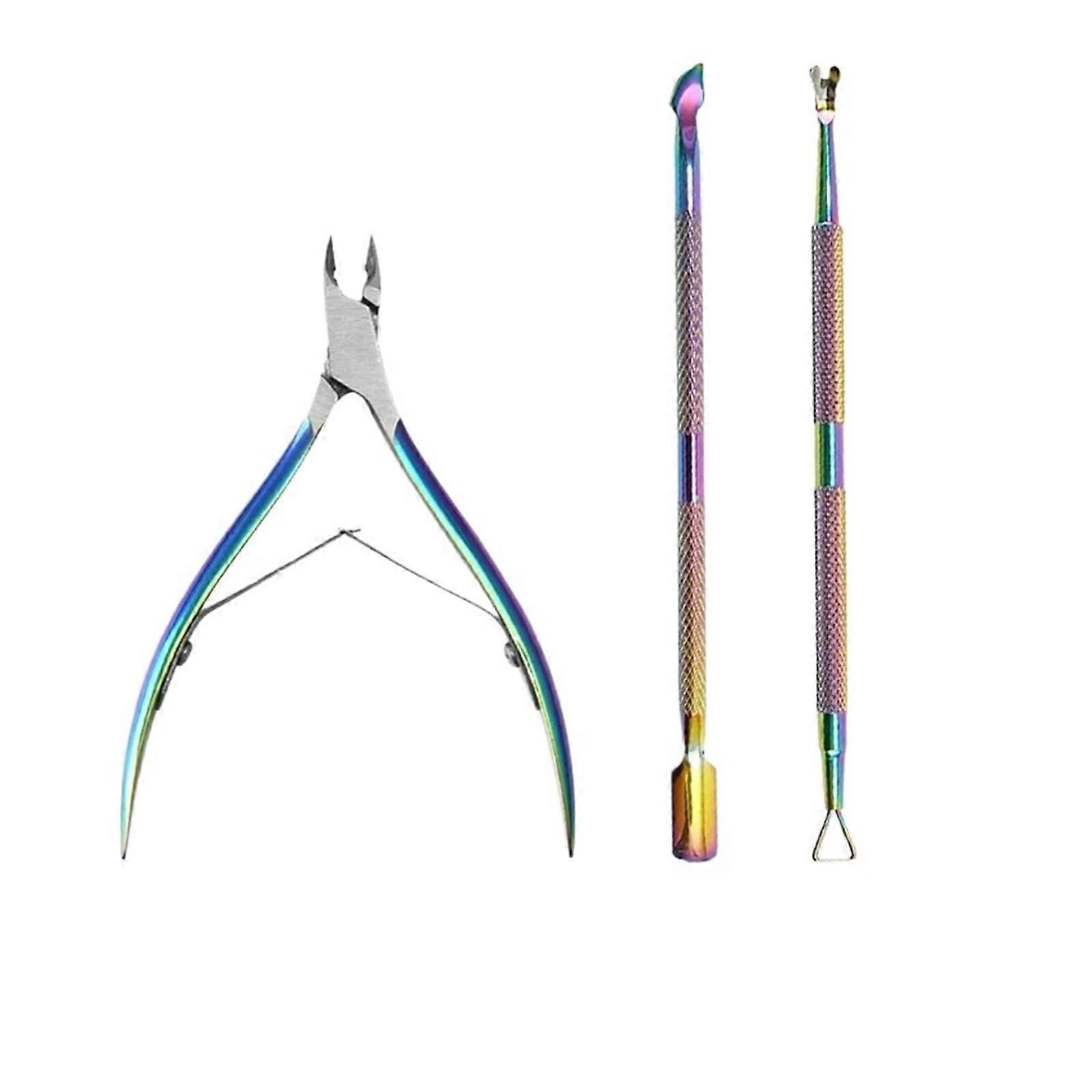 Cuticle Scissors and Nail Clipper Set 3pcs Stainless Steel Sharp Precision Blades for Manicure