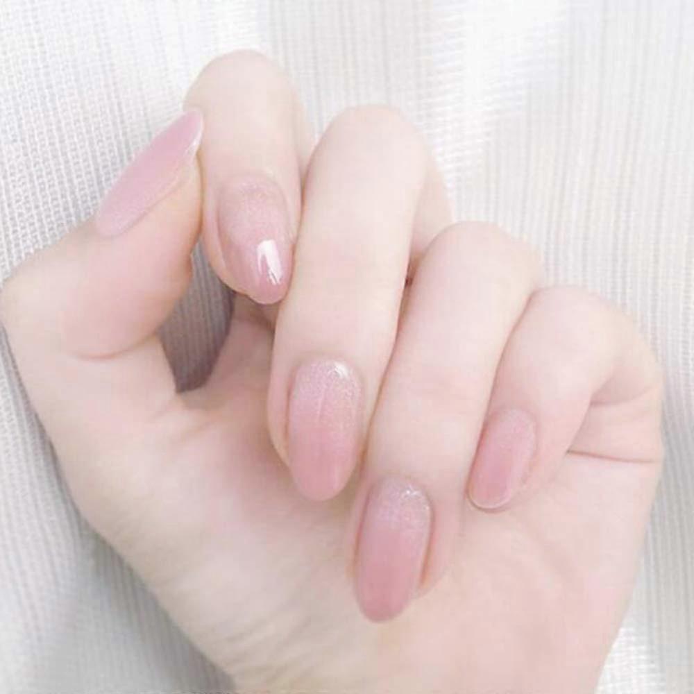 Pink Bridal False Nails with Bling Star Design, Full Coverage Press On Nails for Wedding, 24pcs