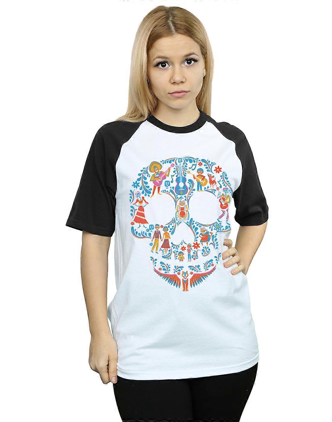Disney Women's Coco Skull Pattern Baseball T-Shirt