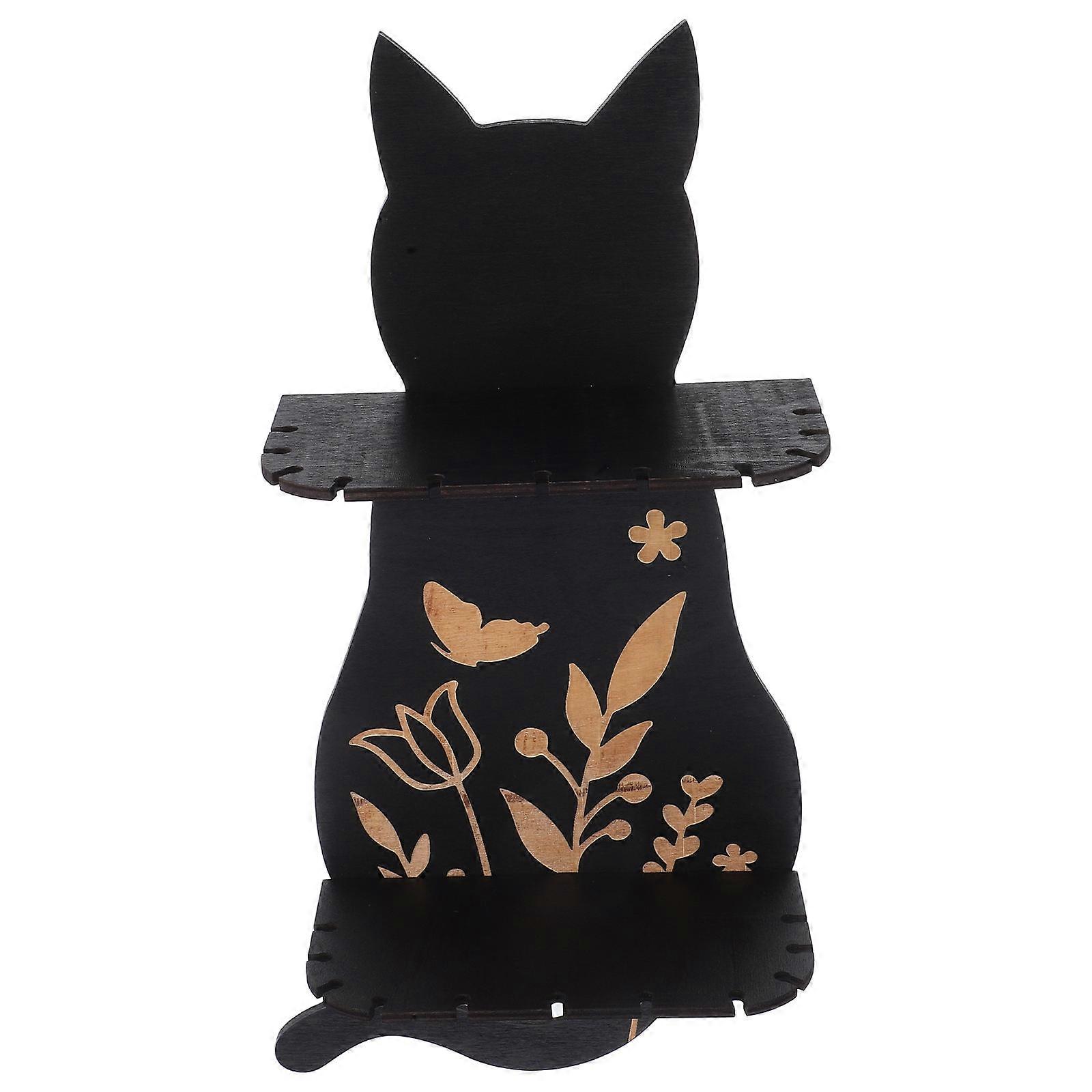 Wooden Cat Shape Wall Mounted Crystal Shelf for Storage Use Gothic Style