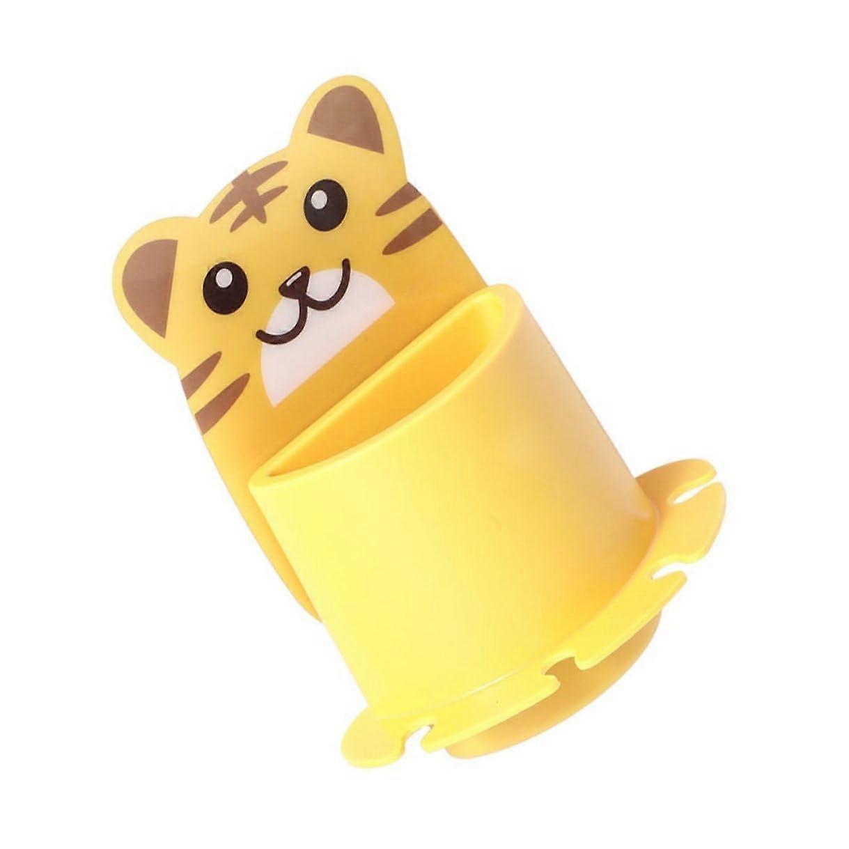 SelfAdhesive Wall Toothbrush Holder Bathroom Storage Rack for Razor Comb Toothpaste Yellow Tiger