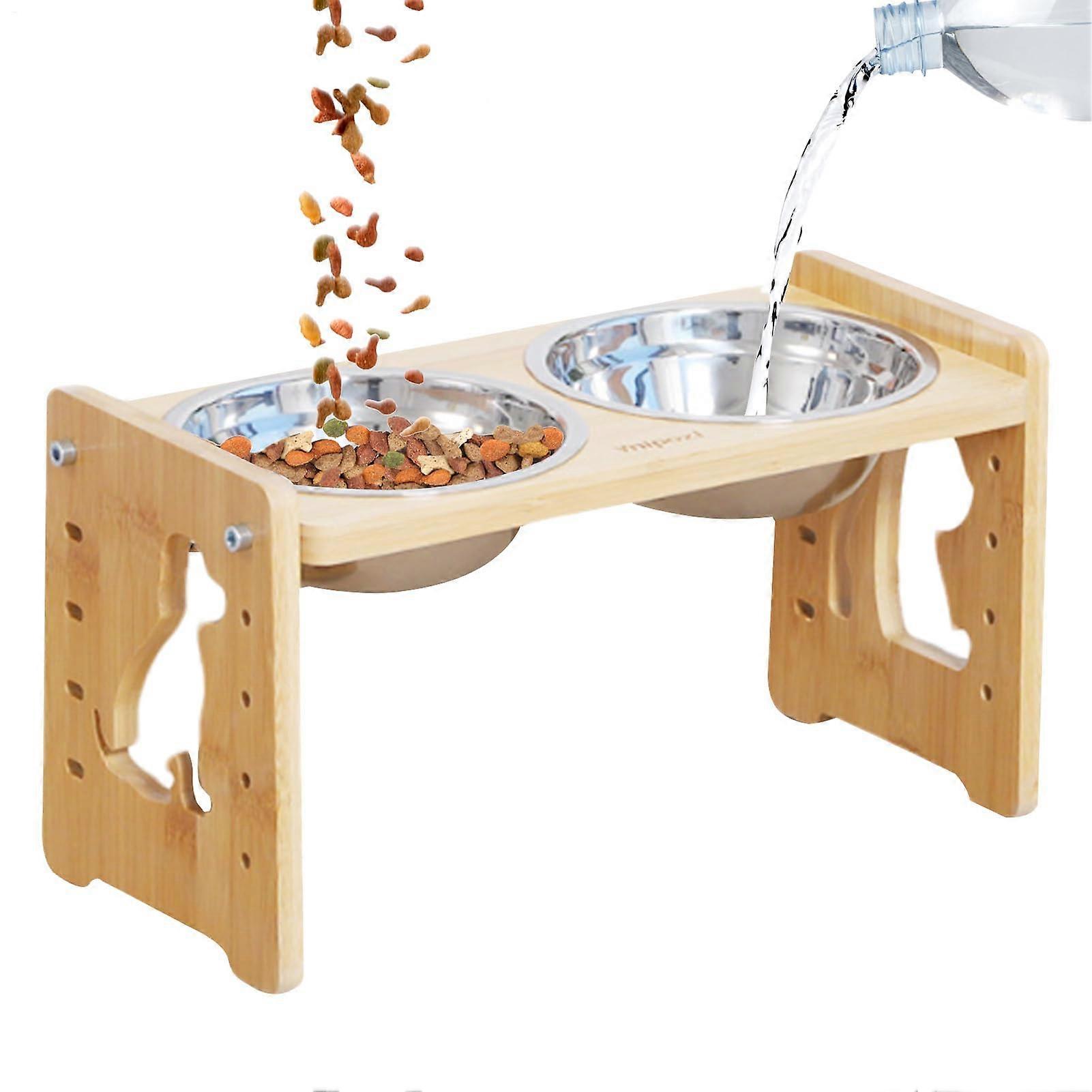 Elevated Dog Bowl with Height Adjustable Stand, NonSlip Base for Large, Medium and Small Pets