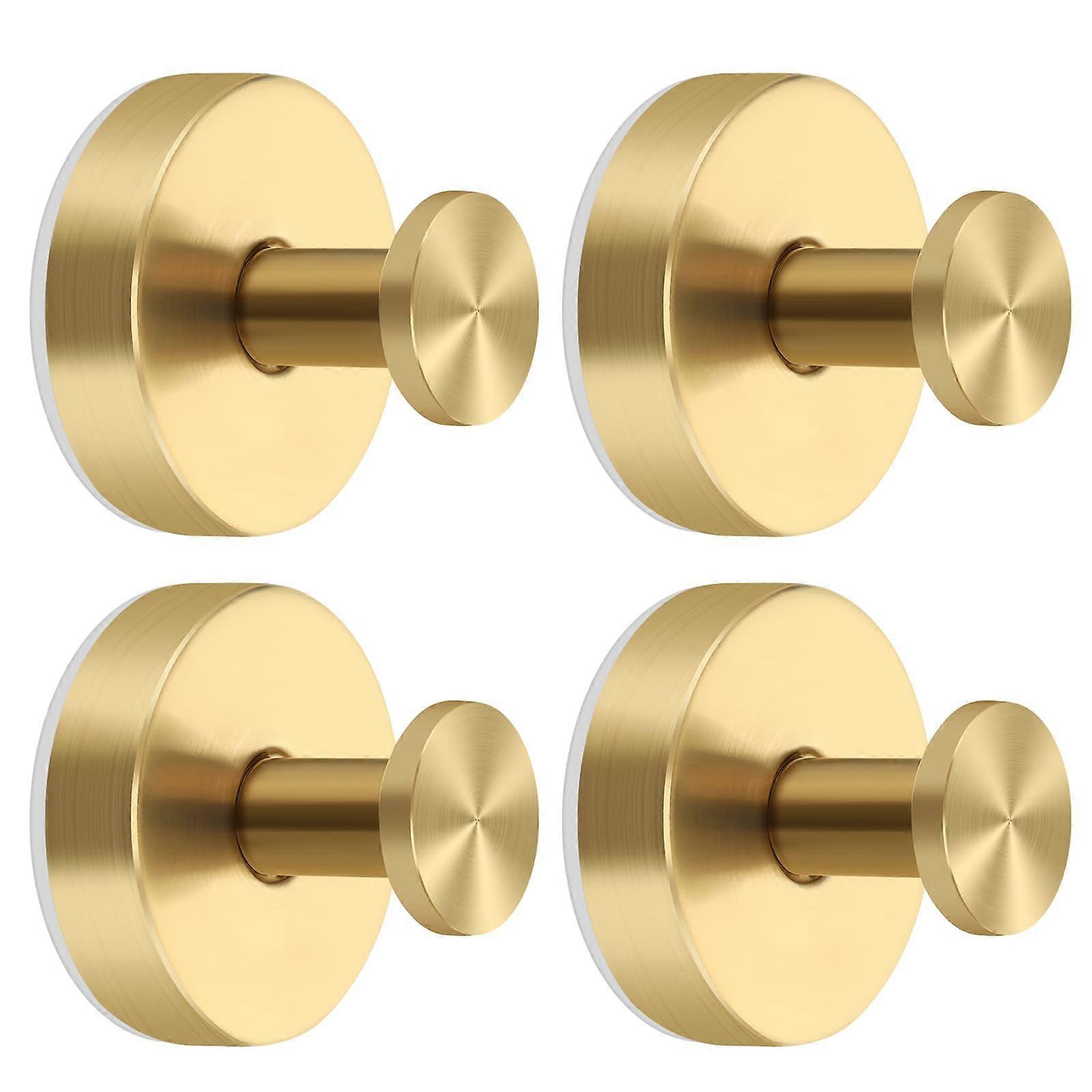 Suction Cup Hooks Brushed Gold Bathroom Towel Holders Rustproof Waterproof NonDrilling 4 Pack