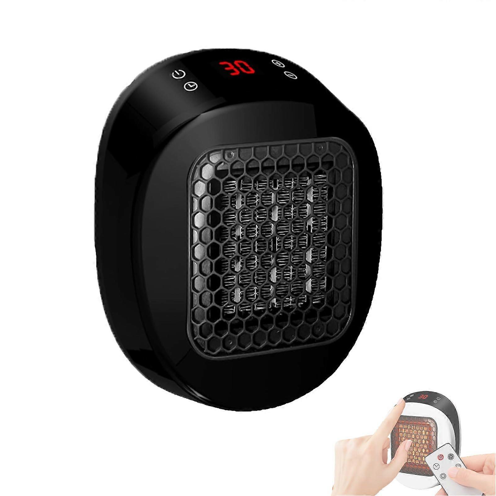 Space Heater with Instant Ceramic Heating, Adjustable Thermostat, Remote Control, Energy Saving, Black