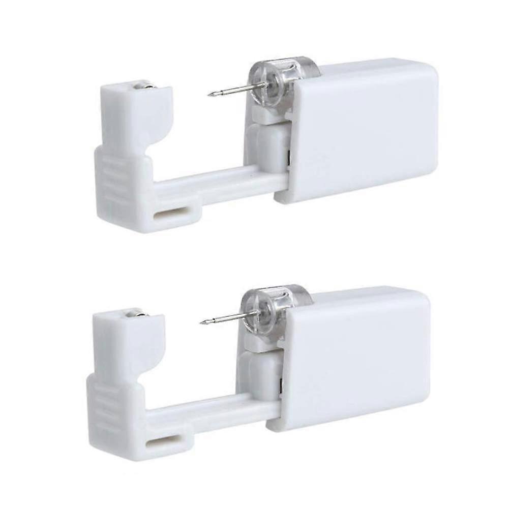 2Pcs White Disposable Ear Piercing Gun Kit with OneStep Design and Preloaded Stainless Studs