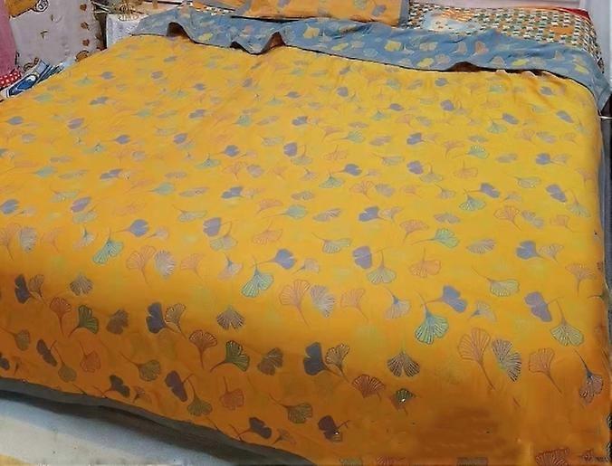 Reversible Ginkgo Quilt,Ginkgo Leaf Pattern Cotton Reversible Ultra Soft Rustic