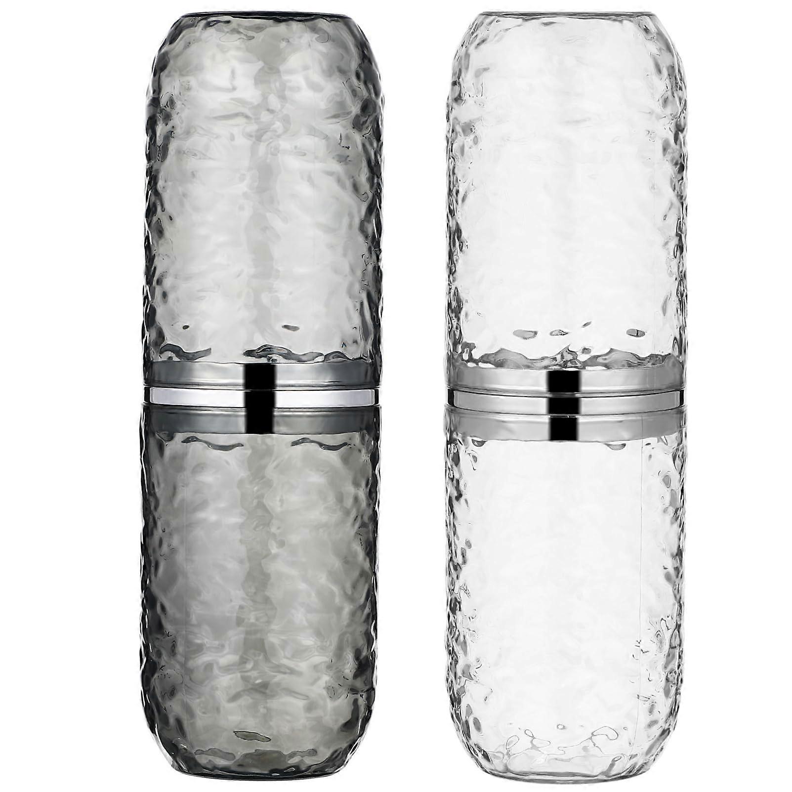2pcs Travel Toothbrush Holder with Glacier Pattern, Durable Case for Camping and Trips