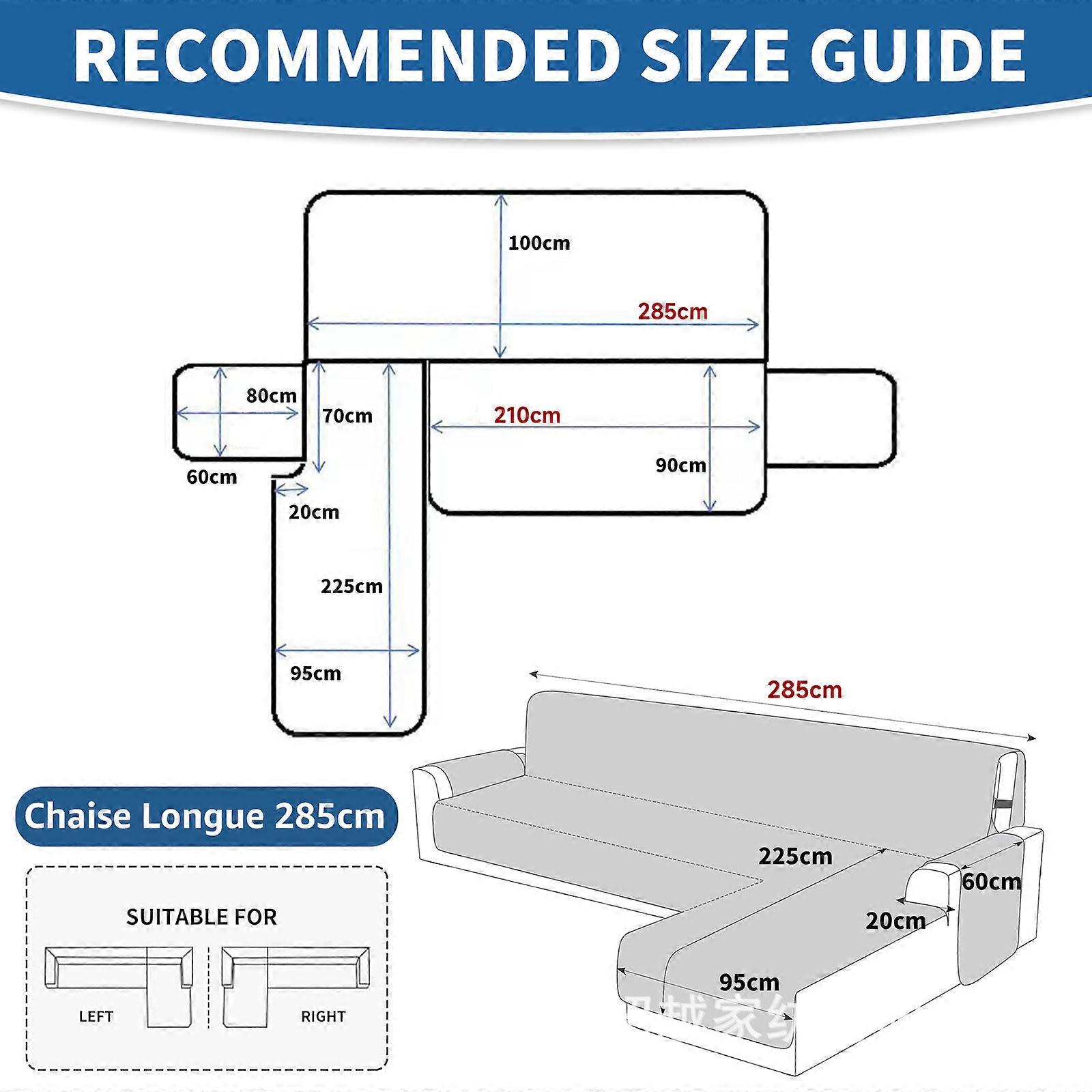 Light green; 4-seater corner sofa | Width 285 cm; Three-seater corner sofa cover, waterproof corner sofa protector, corner sofa cover