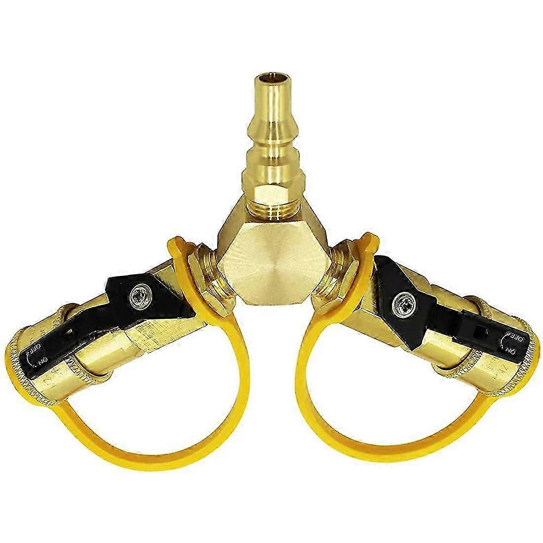 1/4inch RV Propane Y Splitter Adapter for Grill & Hose Quick Connect