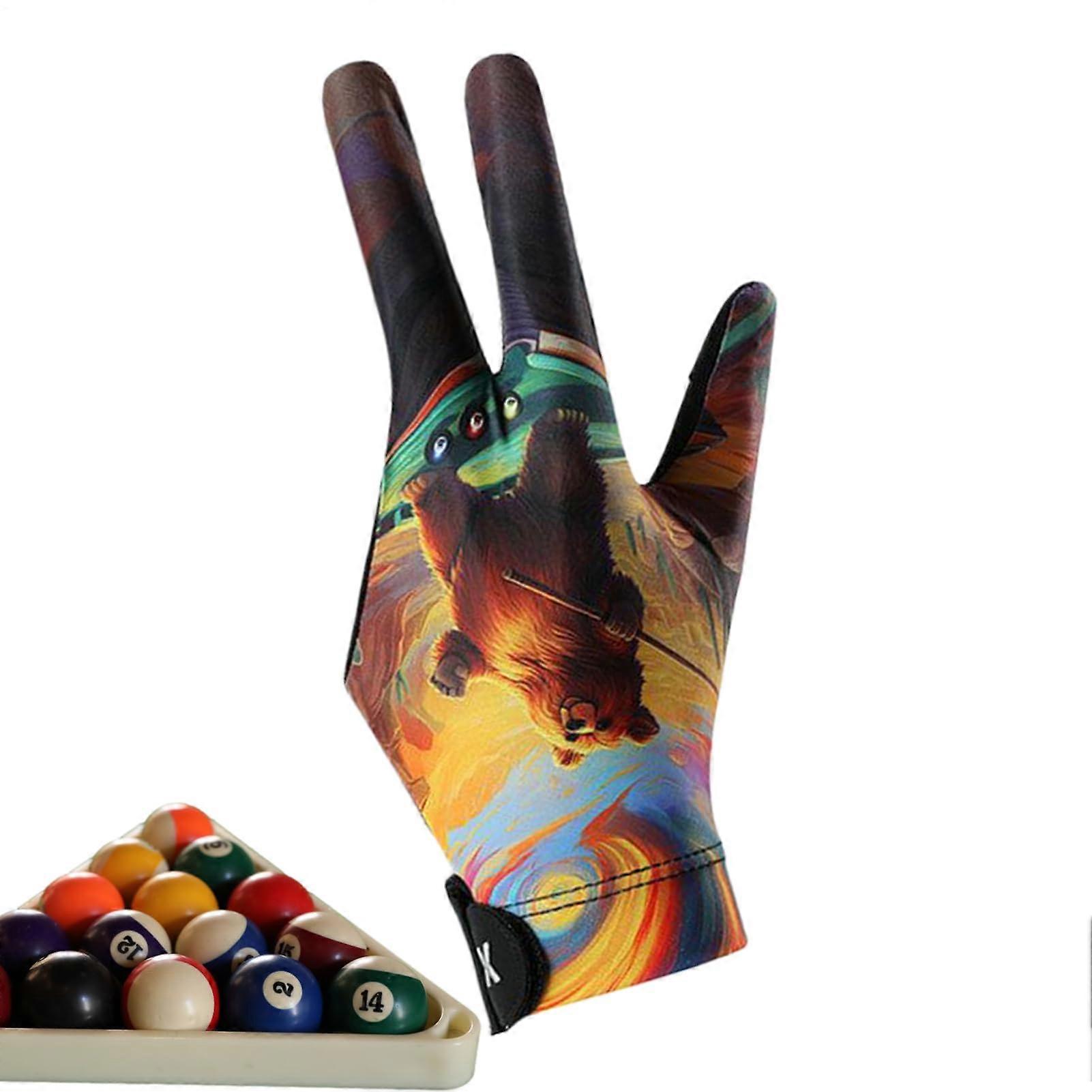 Three Finger Billiard Glove for Left Hand with NonSlip Grip and Adjustable Closure