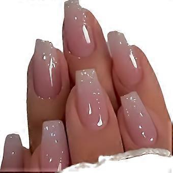 Reusable Soft Gel Press On Nails Kit, Short Almond Shape Glue On Nails for Easy Home Manicure