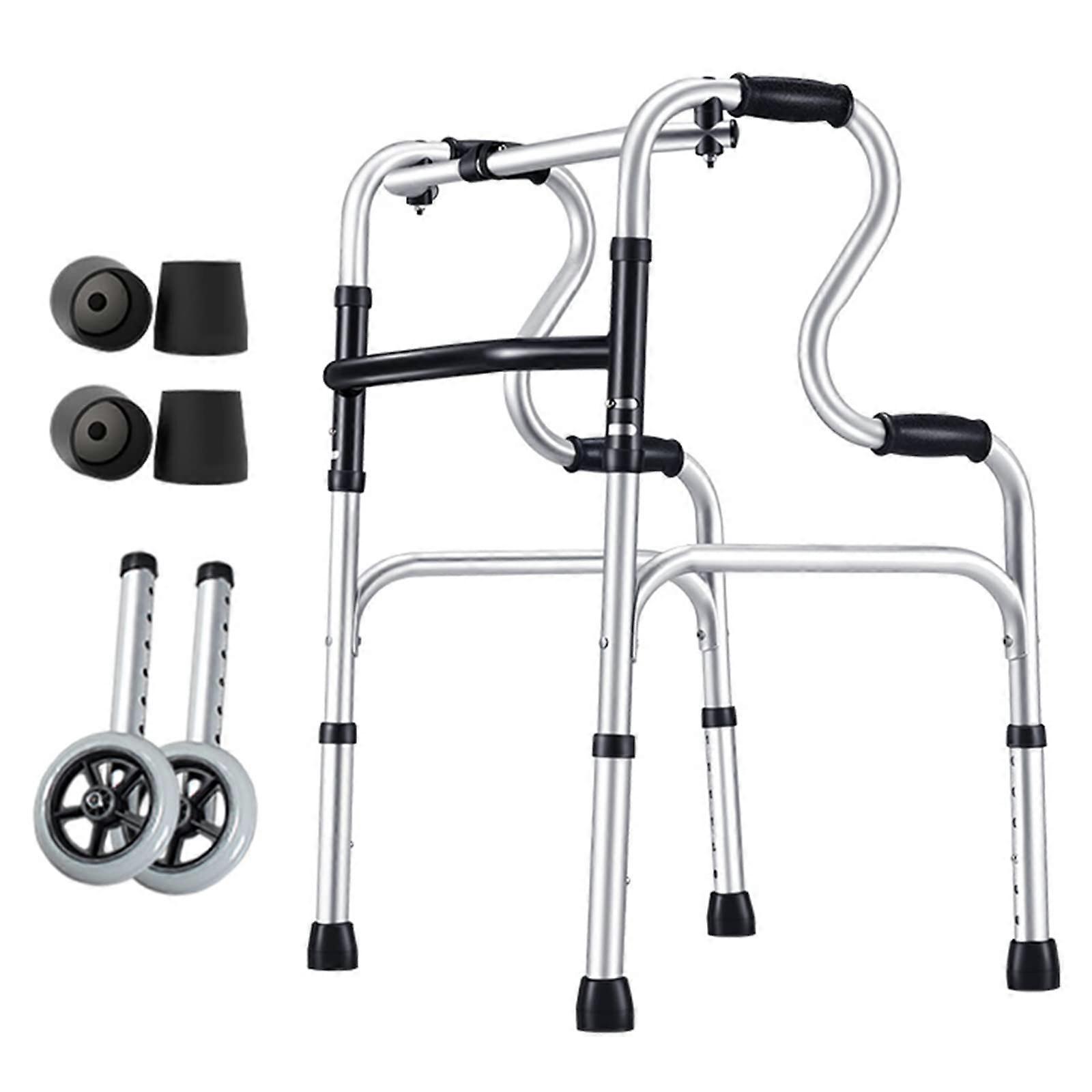 Walker for Seniors Folding Height Adjustable Upright Walker with Armrest and Reversible Seat