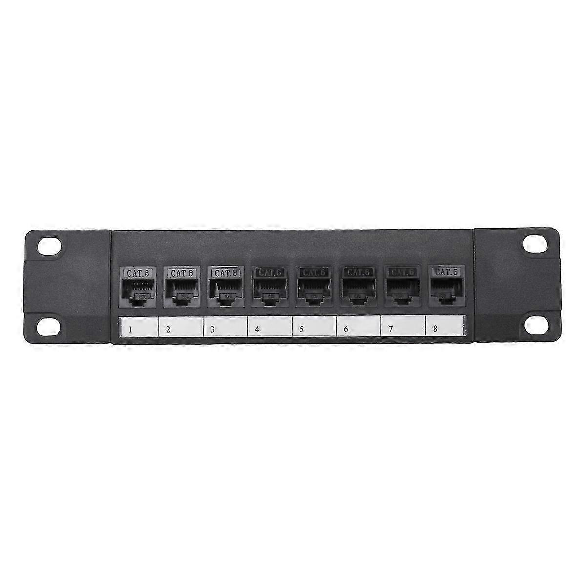 8 Port Straight-Through CAT6 Patch Panel RJ45 Network Cable Adapter Jack Ethernet Distribution Frame