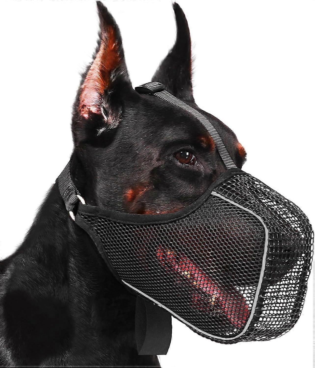 Dog Muzzle, Patented Mesh Muzzle with Panting Room for Large Medium Small Sized