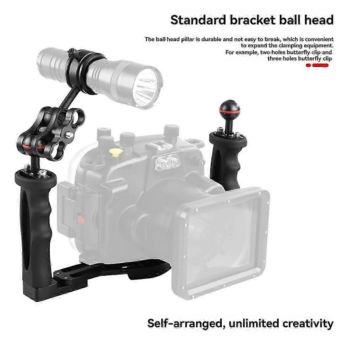 Underwater Camera Tray Stabilizer Dual Handle Rig, Tray Black&Red