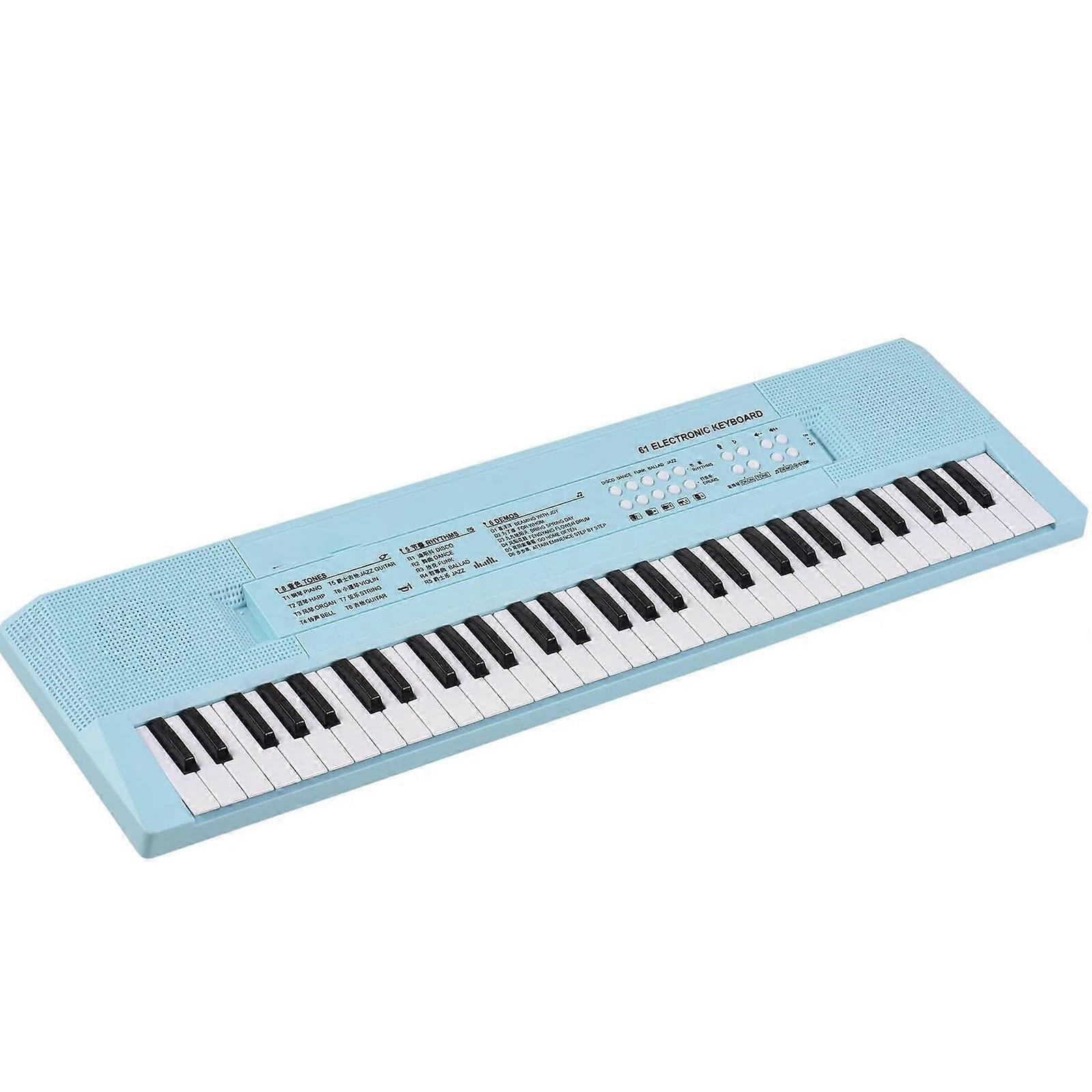 61 Key Electronic Keyboard Piano with Dual Timbre Layering, Split Mode and Builtin Microphone  Blue