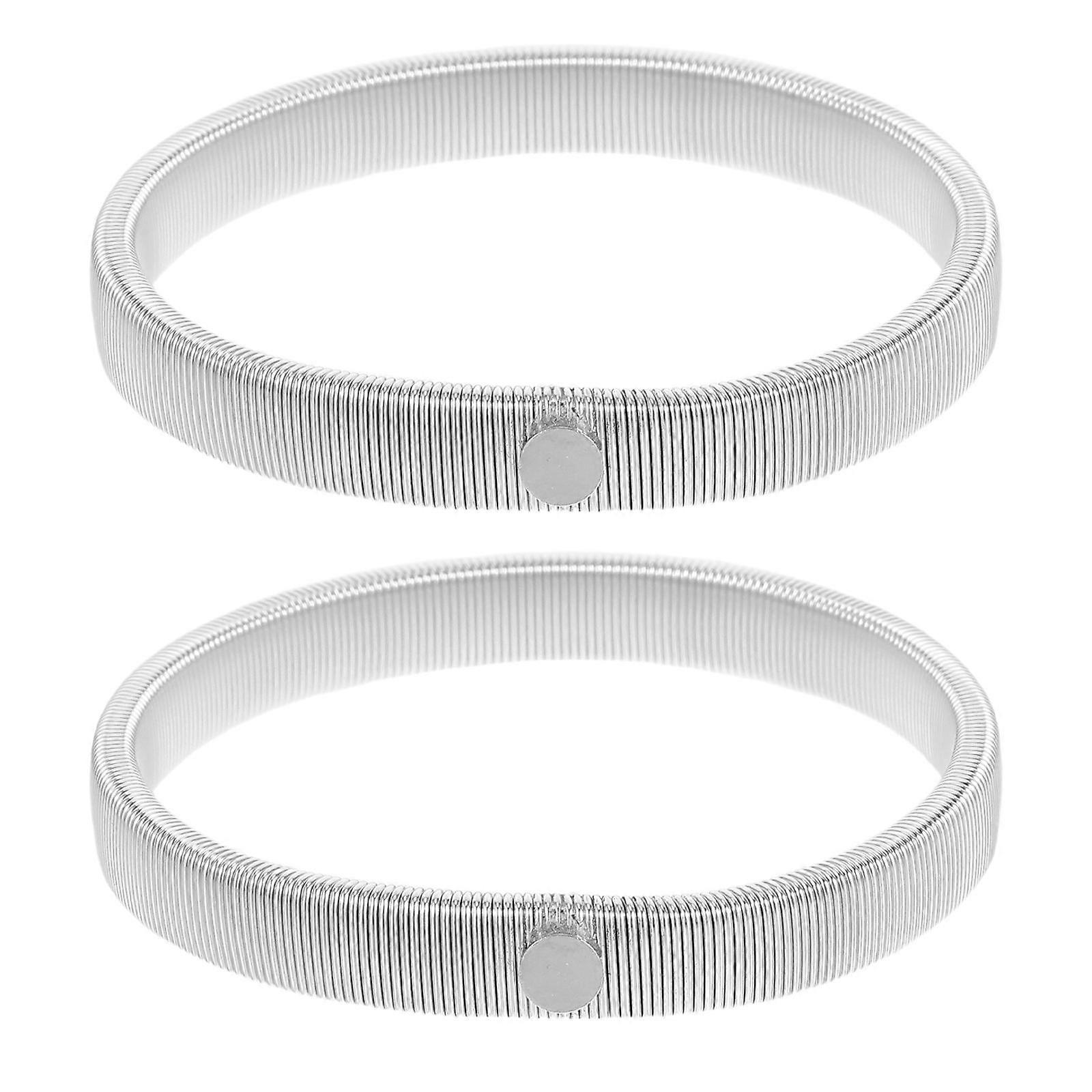 Spring Bracelet Elastic Sleeve Holder for Men Use 2Pcs White Iron Material