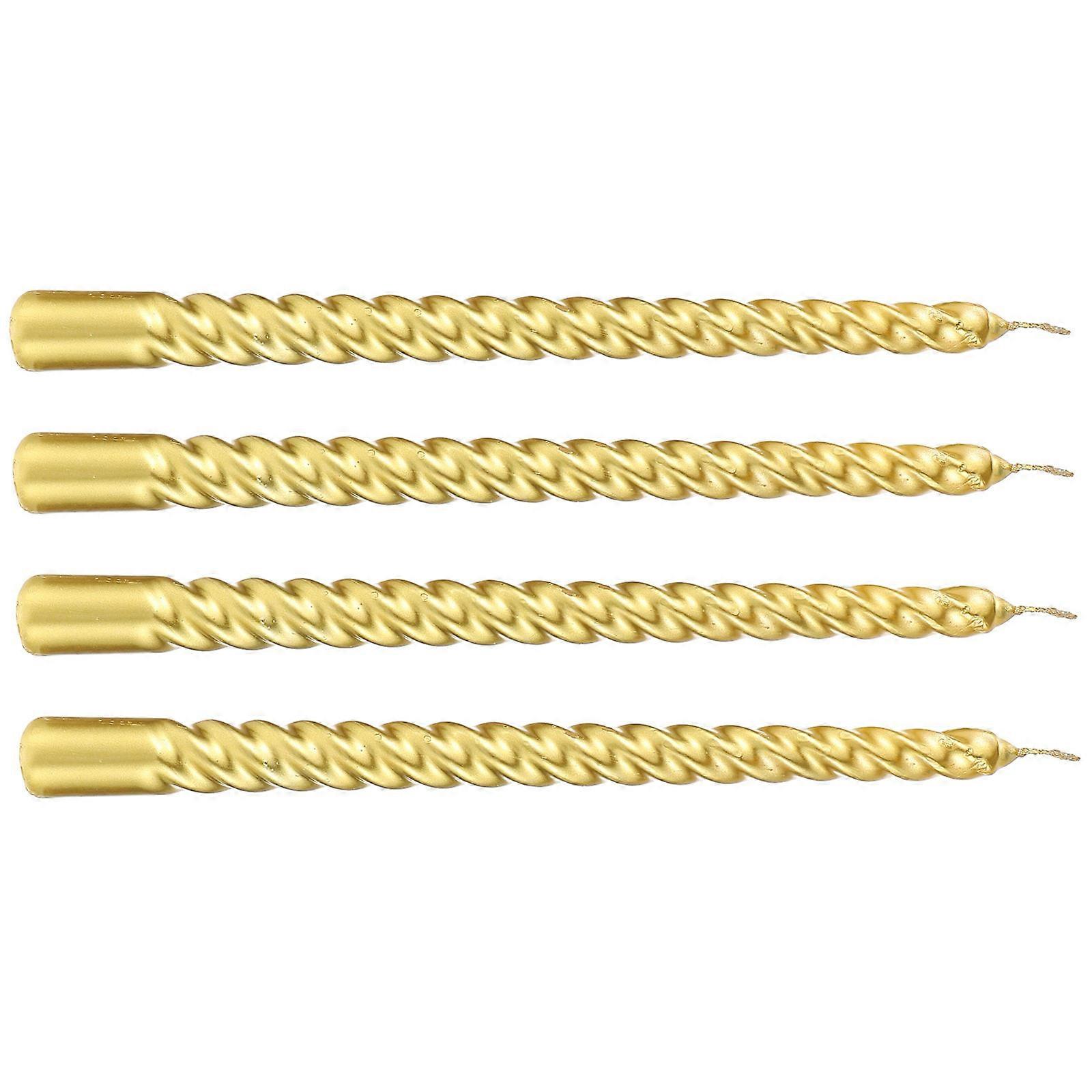 Home Candle Long Threaded Taper Candles for Decor 4Pcs Golden