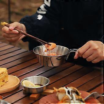 Outdoor Stainless Steel Foldable Tableware Can Be Heated Picnic Rice Bowl Barbecue Folding Cup Multifunctional Camping Portable Cooker 300ML Capacity 