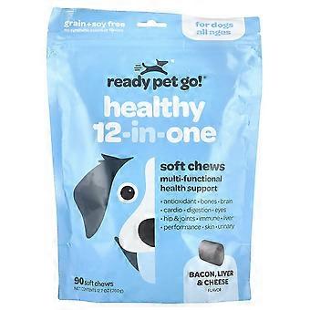 Ready Pet Go, Healthy 12-In-One, For Dogs, All Ages, Bacon, Liver & Cheese, 90 Soft Chews, 12.7 oz (