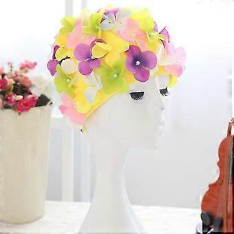 Women 3D Petal Swim Hat Bath Cap Ladies Swimming Pool Flower Hats-wfx