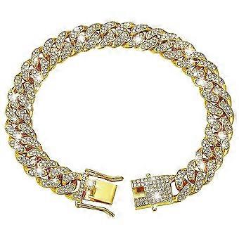 Dog Chain Diamond Cuban Collar Walking Metal Chain Collar with Design Secure Buckle, Pet Cat Cuban Collar Jewelry Accessories