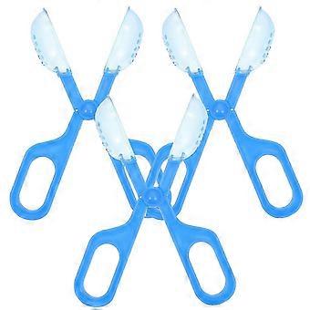 Pet Waste Picking Clip Plastic Blue Scissor Shape for Outdoor Walks 3Pcs