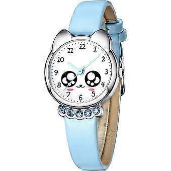 Kids Girls Quartz Wristwatch, Waterproof 3 ATM, Cartoon Dial, Leather Band, Educational Toy Watch