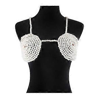 Pearl Chest Chain Underwear Bra Bikini Chain Bra Body Chain Pearl Bralette Top