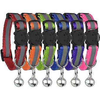 6 Pack Reflective Cat Collars With Bells, Quick Safety Release Breakaway Cat Collars, Kitten Collars Adjustable 19-32cm