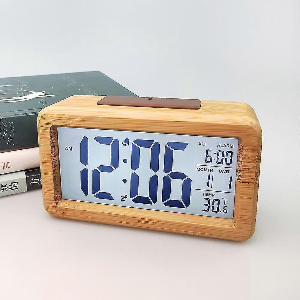 [solid Wood] Creative Electronic Clock Simple Solid Wood Alarm Clock Fashion Electronic Gift Smart Clock 1902