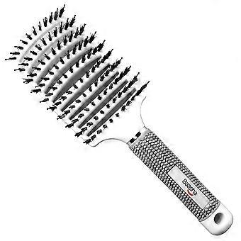 Large Boar Bristle Hair Brush for Fast Blow Drying, Curved Vented Paddle Brush for Smooth Detangling