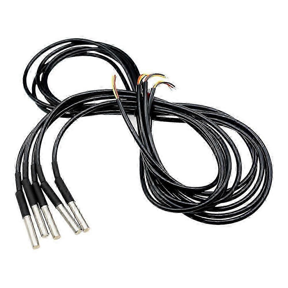 5pcs DS18B20 Waterproof Temperature Sensor Probe 5M Cable