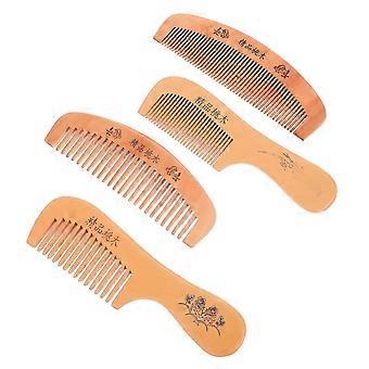 4 Pcs Hair Teasing Comb Peach Wood Comb Peach Wooden Comb Hair Wood Comb Anti-static Comb Hair Comb