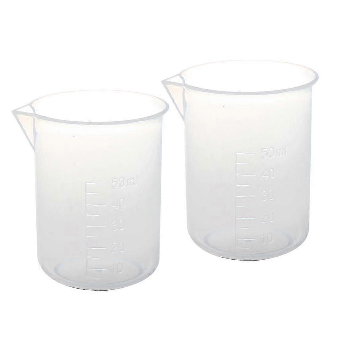2 pcs 50 ml laboratory plastic water liquid measuring cup