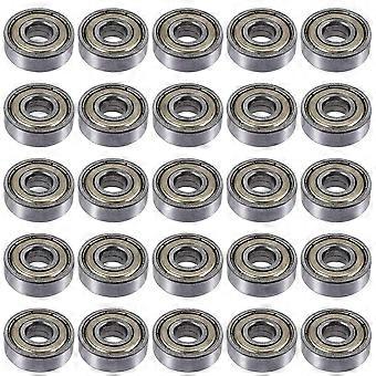 25 stuks 608 ZZ, 608Zz metalen miniatuur skateboard met dubbele afscherming en diepe groeven (8 mm x 22 mm x 7 mm)