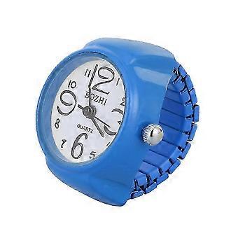 1Pc Personnalité Unisexe Montre En Forme Anneau De Doigt Mode Exquis Quartz Montre Anneau Bleu