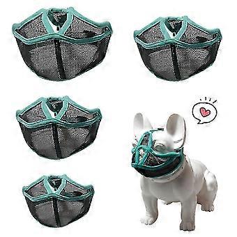 Short Snout Pet Dog Muzzles Adjustable Breathable Mesh French Bulldog Pug Mouth-S-Black