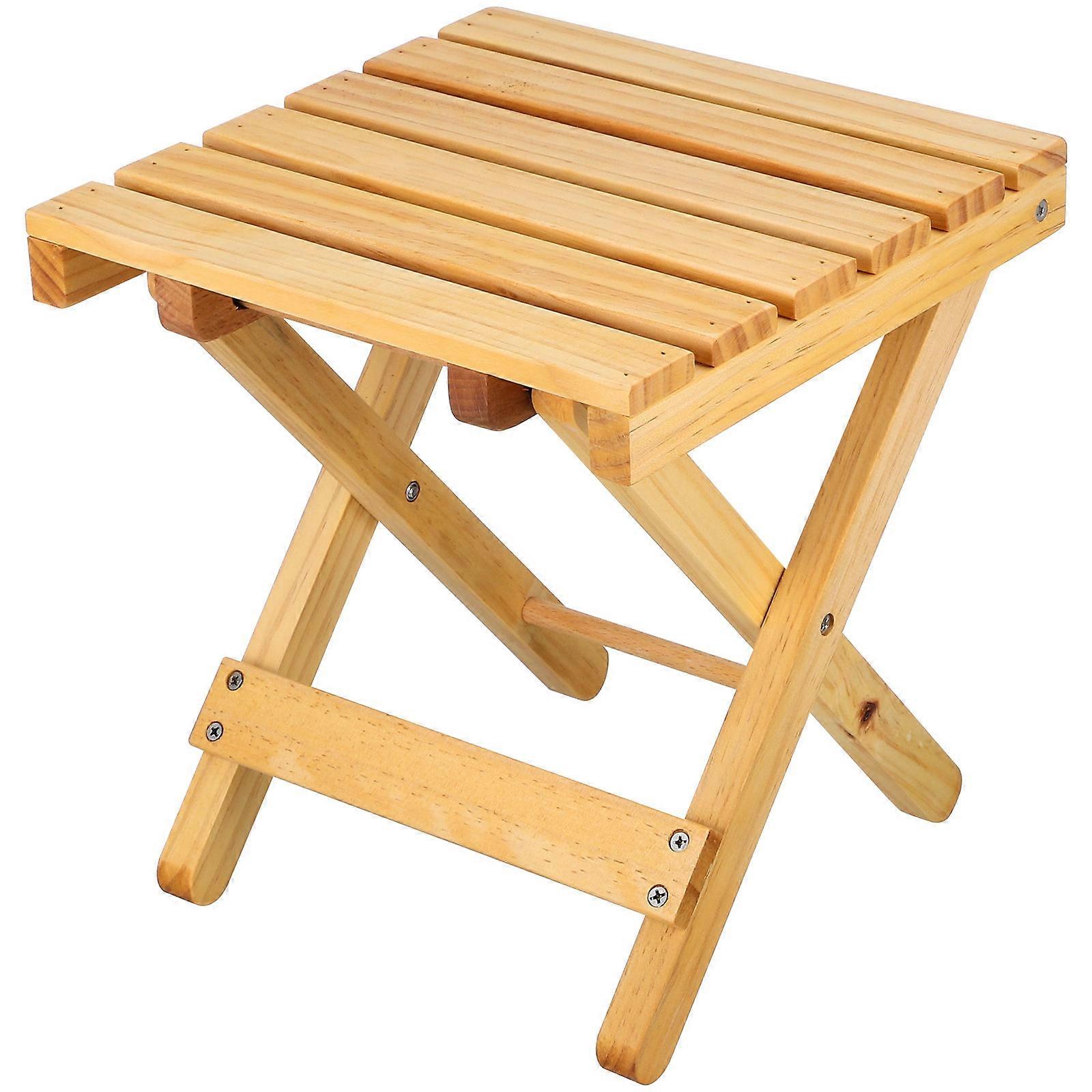 Wood Small Square Folding Side Table Portable Beach Table Wine Table Stool
