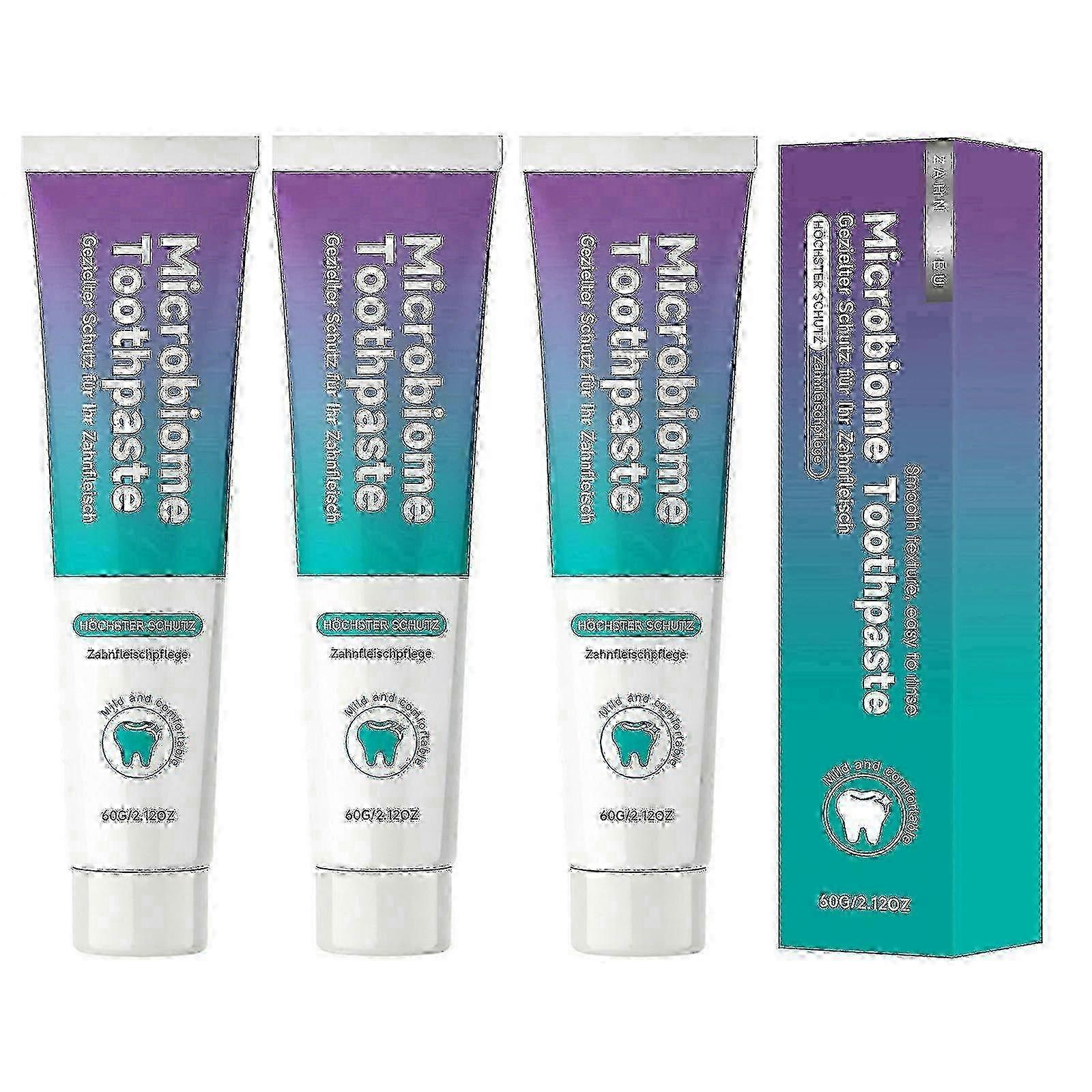 3pcs/Set Microbiome Mint Toothpaste - Fights Plaque, Restores Gums & Enamel, Shields Sensitive Teeth