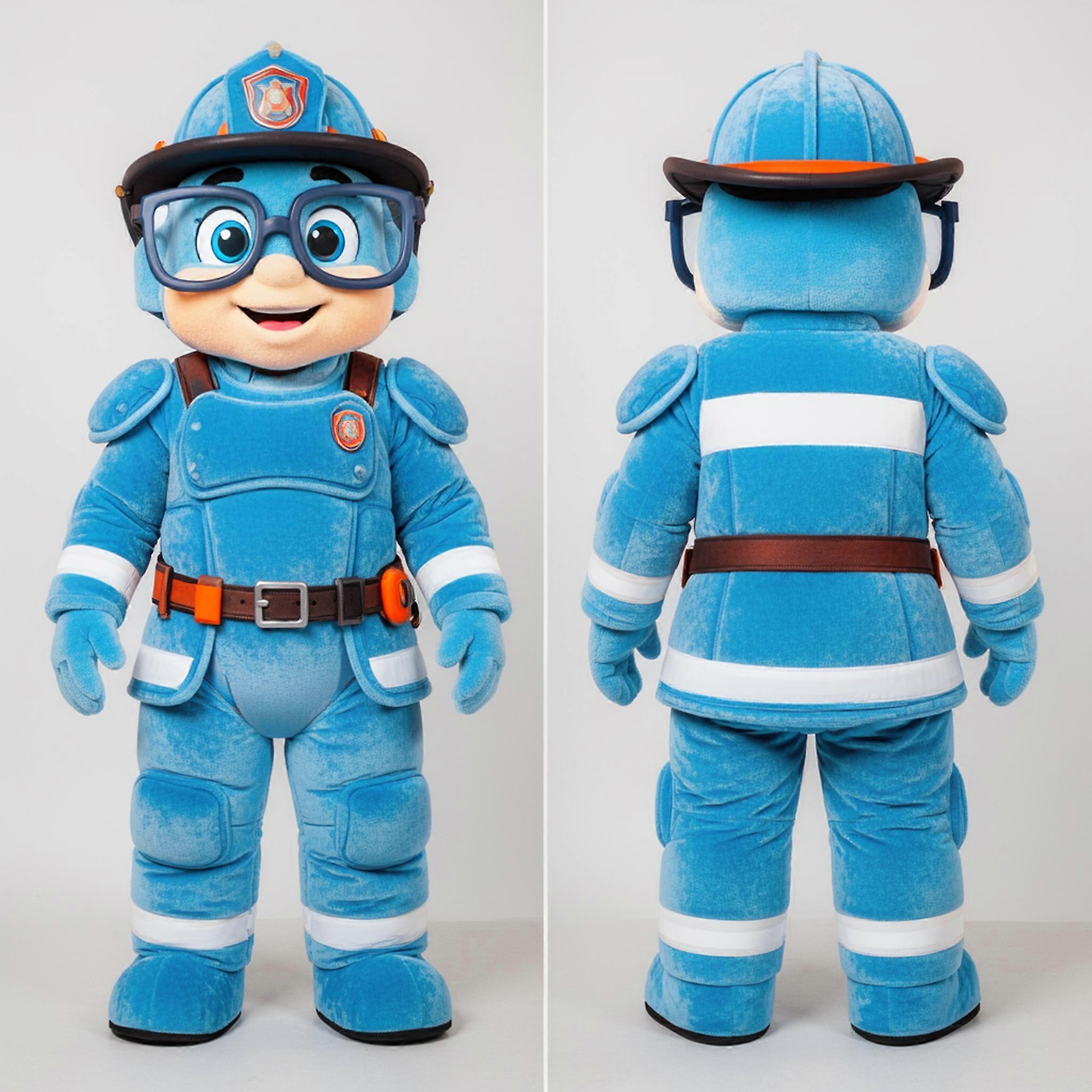 MASTICOT Sky Blue Padded Firefighter Mascot