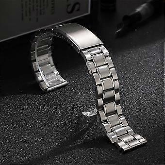 Ny klokkerem i rustfritt stål 12 mm 14 mm 16 mm 18 mm 20 mm 22 mm 24 mm erstatningsrem med metallspenne og universalarmbånd