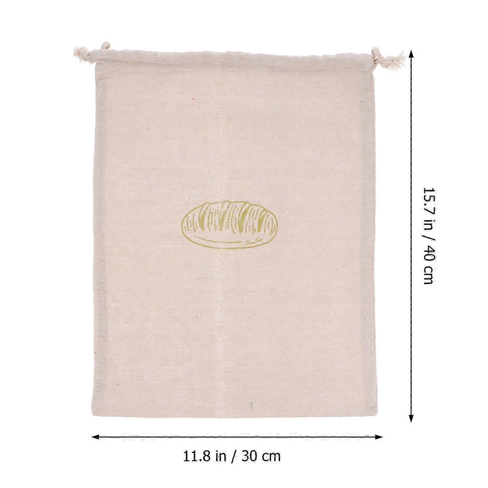 Reusable Linen Bread Bag for Storage 3Pcs Unbleached Drawstring Pouch