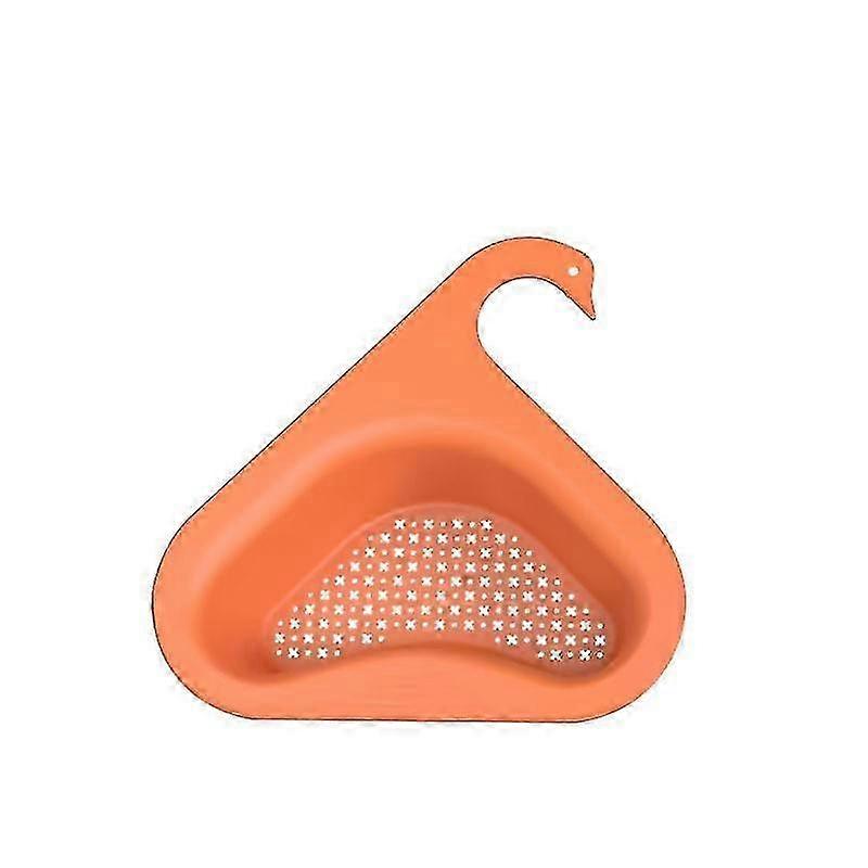 Kitchen Triangular Sink Strainer Vegetable Fruit Drainer Basket Suction Cup Rack.(orange)(1pcs)