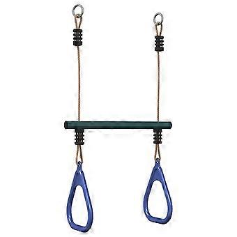 vidaXL Trapezestang en ringen voor kinderen staal blauw en donkergroen