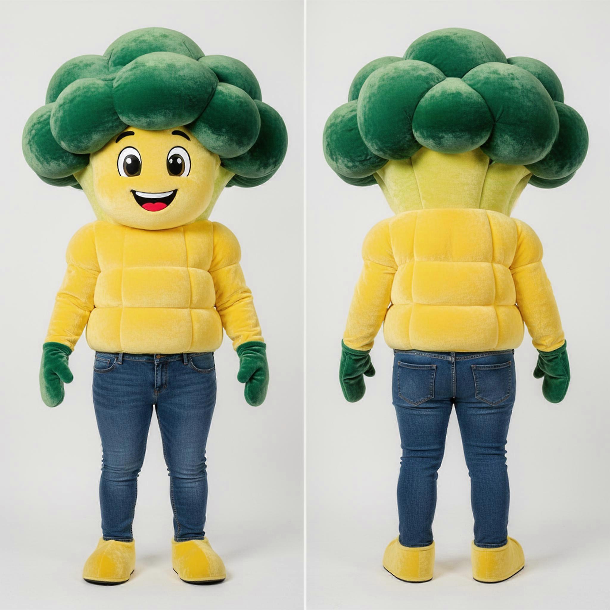 MASTICOT Lemon Yellow Fluffy Broccoli Mascot