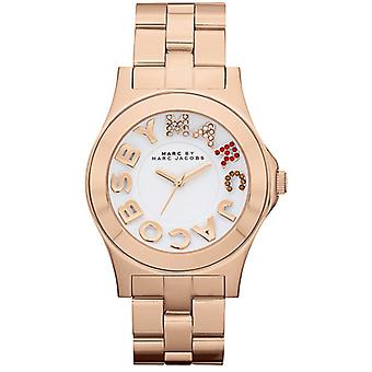 Marc door Marc Jacobs Mode Quartz analoge vrouwen horloge met roestvrijstalen armband in goud verguld MBM3138