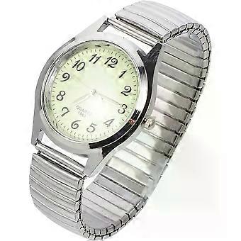 Orologio digitale da polso in argento con display luminoso, ideale per uomini anziani.