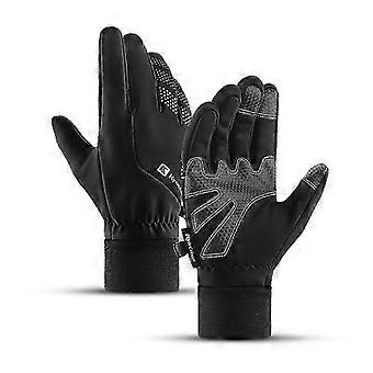 Leather Bike Gloves Fleece Touchscreen Full Finger Sports Waterproof Windproof Skiing Hiking Outdoor Golves