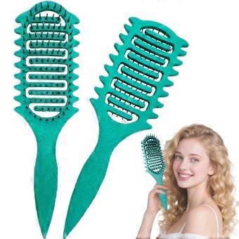 Curl Defining Brush for 3A to 4C Hair, AntiFrizz Flexible Bristles Curly Hair Brush, Teal Green